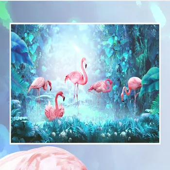 Pasūtījuma Pašlīmējošas Tapetes Mūsdienu Minimālisma Tropu Rainforest Flamingo Fona Sienu Apdare 3D Uzlīmes Papel 3
