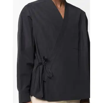 S-6XL ir 2021. Jauns Vīriešu un Sieviešu apģērbu, Matu Stilists Liecina, satīt kimono Krekls ar garām Piedurknēm Plus lieluma kostīmi 3