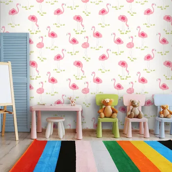 Tuya Mākslas tapetes meitene istabā cute rozā flamingo modeli princese istabu un bērnu istaba bērnu istaba 3