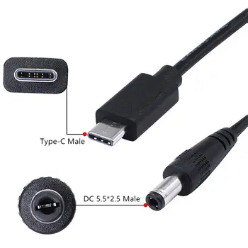 USB Type-c Jauda 5.5X2.5mm Vīriešu/Sieviešu Kabelis, Strāvas Adapteri Konversijas Kabelis 3
