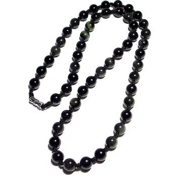 Karstā pārdošanas dabas Obsidian ar rokām austi pērles kaklarota rotaslietas modes boutique rotaslietas, Obsidiāna pērles 8 mm clavicle Kaklarota sw 4