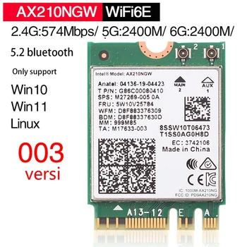 AX210NGW WIFI6E Tīkla Karti, Bluetooth 5.2 5374M Dual Band Wireless Tīkla Karti Ar iebūvētu Antenu 5