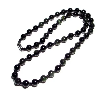 Karstā pārdošanas dabas Obsidian ar rokām austi pērles kaklarota rotaslietas modes boutique rotaslietas, Obsidiāna pērles 8 mm clavicle Kaklarota sw 5