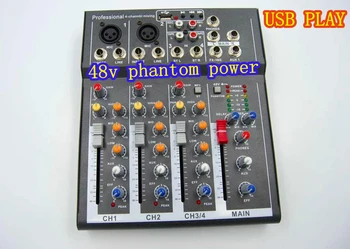 Y. M. H F4 4 Kanālu Mikseris Posmā Mājas karaoke pults DJ 48V Phantom power USB echo voic spēkā ar audio mikseri miksēšanas pults